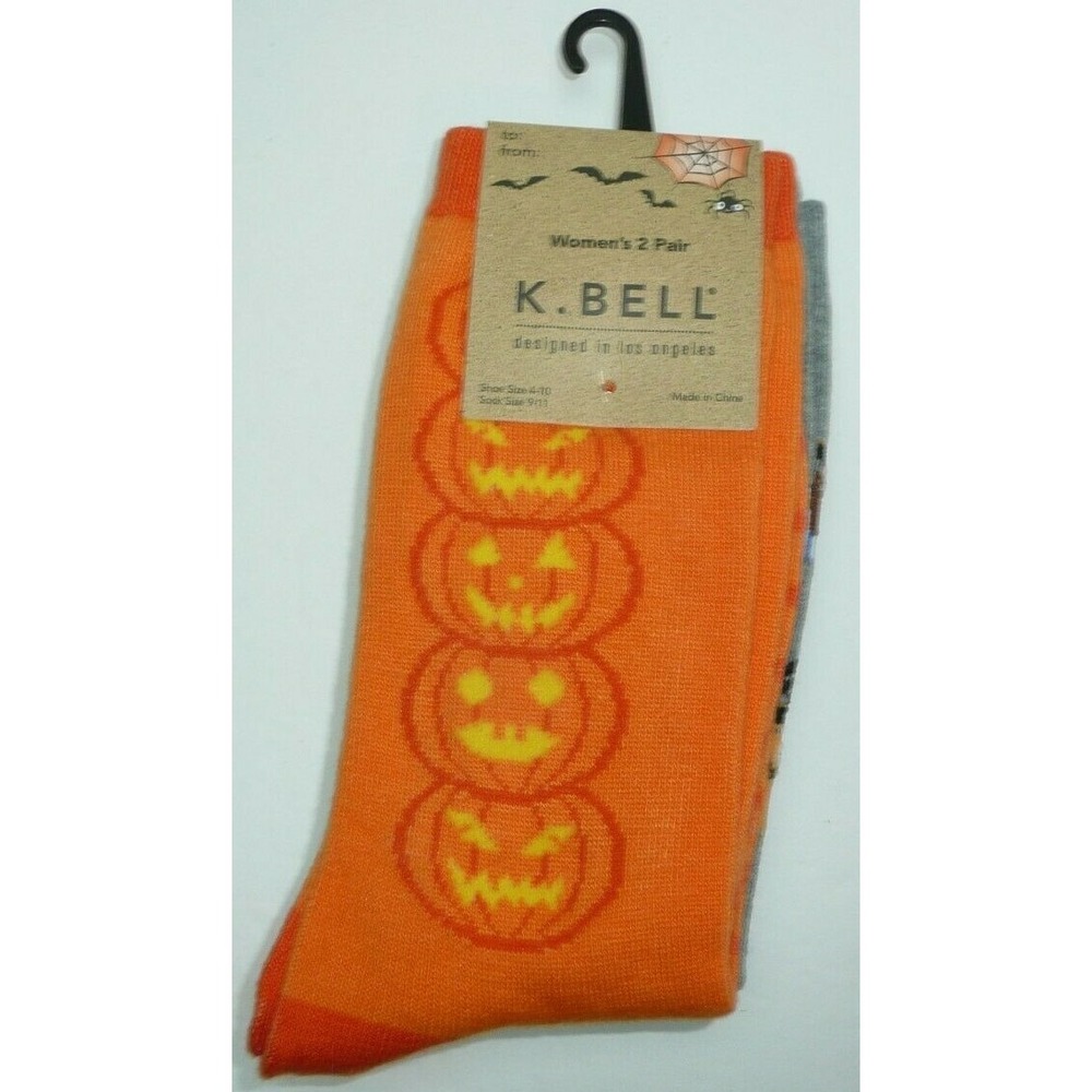 Halloween Dogs Crew Socks Pumpkins Costumes 2 Pairs Women's Pirate Puppy Witch